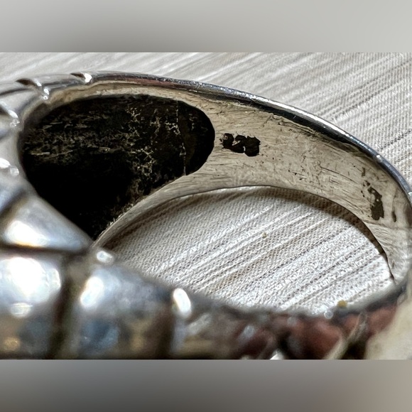 Vintage Modernist Sterling Silver Lattice Engraved Dome Ring, Size 5.75, 10g - Picture 7 of 11